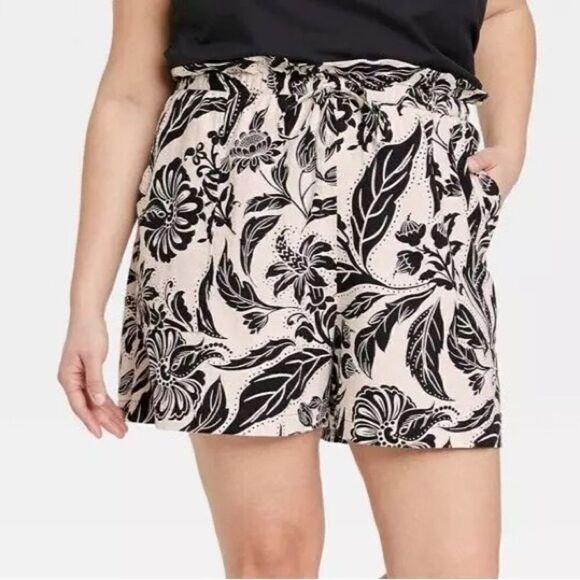 Who What Wear 4X paper bag style shorts linen rayon - Picture 1 of 5